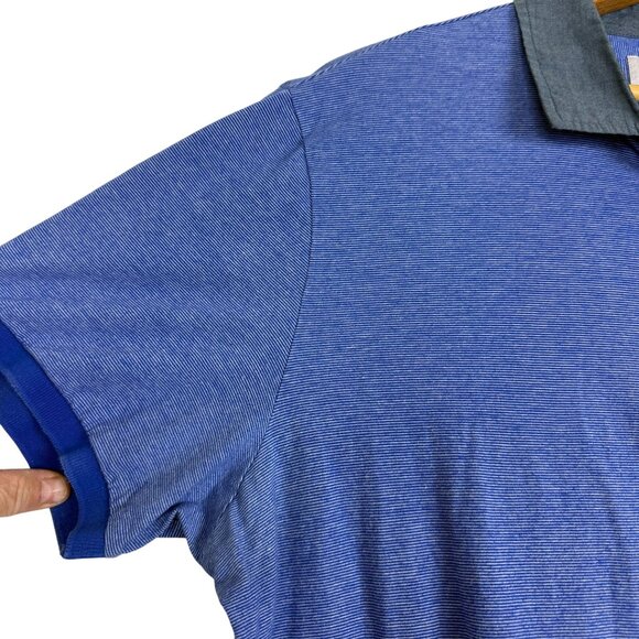 Original Penguin Munsingwear Men’s Polo Shirt XL Blue Striped Gray Collar Cotton - Picture 5 of 10